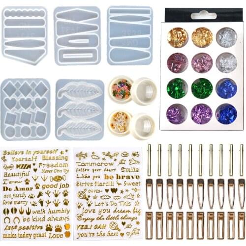 DIY Silicone Hairpin Barrette Resin Mold Kit Gold Foil Hair Clip Sticker Silicone Hair Clip Handicraft Resin Mould