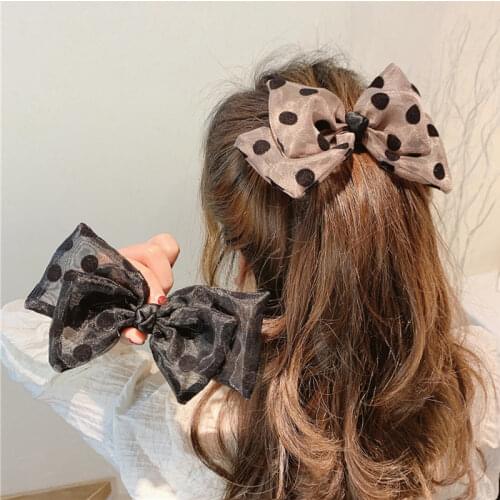 Korean Version of The Bow Tie Polka Dot Hairpin Temperament Girl Bangs Clip Hair Accessories