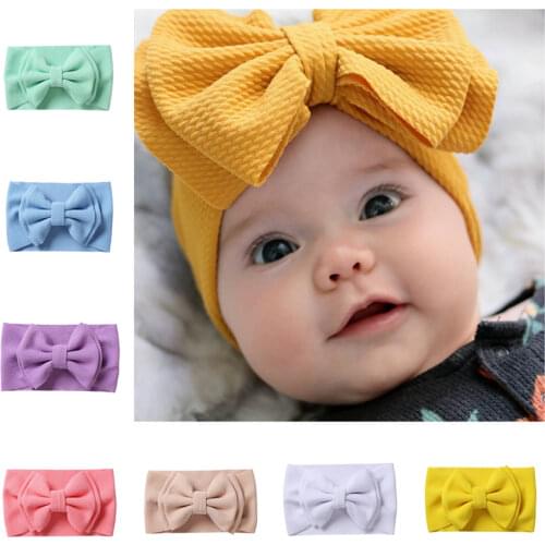 Baby knotted headband baby toddler baby hair accessories DIY headscarf solid big bow hair band girl soft jewelry 0-3 years old