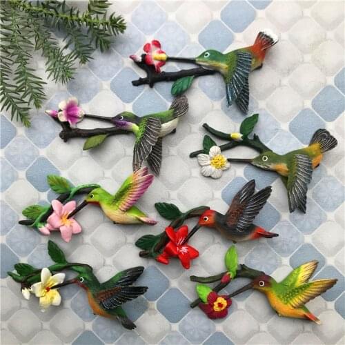 Creative magnet refrigerator stickers animal birds resin suction decorative magnetic stickers hummingbird