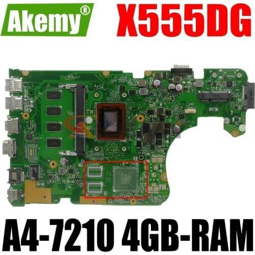 AKEMY X555DG Laptop motherboard for ASUS X555YA X555YI X555Y X555DA X555D original mainboard 4G-RAM A4-7210 UMA