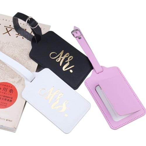 Mr&Mrs Hot Stamping Suitcase Luggage Tag Bag Pendant Travel Accessories Name ID Address Wedding VIP Invitation Label LT37B