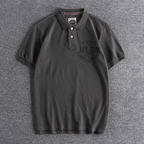 2020 printed American style summer Polo Shirt Short Sleeve mens pearl cotton slim fashion Lapel top wear 0796