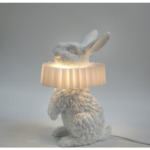 Nordic Resin Rabbit Scarf Led Table Lamps modern Living Room Children Bedside Lamp Art Cartoons Rabbit Desk Light Decor Fixtures