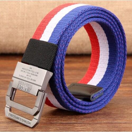 2019 New Fashion Casual Belt Rainbow Stripes Waist Belts with Alloy Buckle Designer Canvas Belt for Youth Hip Hop Knitted Belts