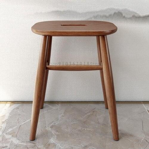 New Chinese Style Living Room Dining Room Adult Creative Round Solid Wood Low Stool High Stool Dining Chair Household Makeup Sto