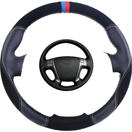 Custom Car Steering Wheel Cover For Hyundai Veracruz 2007-2012 IX55 2007-2012 Vera Cruz Suede Leather Auto Steering Wheel Braid