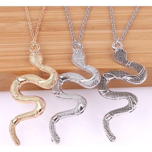 Snake Necklace For Women Men Alloy Gold Necklace Snake Pendant Jewelry Christmas Gift 2021 Vintage Sweater Chain Jewelry