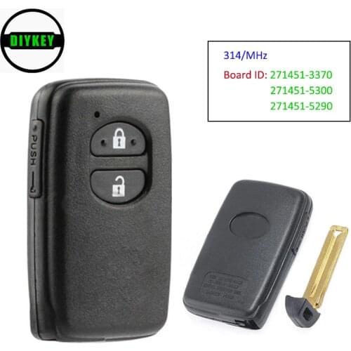 DIYKEY Smart Card Remote Key Fob 314MHz 2 Button for Toyota IQ Vitz Ractis Aqua Corolla Board ID: 271451-3370 / 5300 / 5290