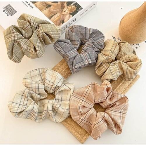 Plaid Stripe Elastic Scrunchie Fashion Women Girls Hair Rubber Bands Cute Headwear Ponytail Holder Hair Accessories резинки