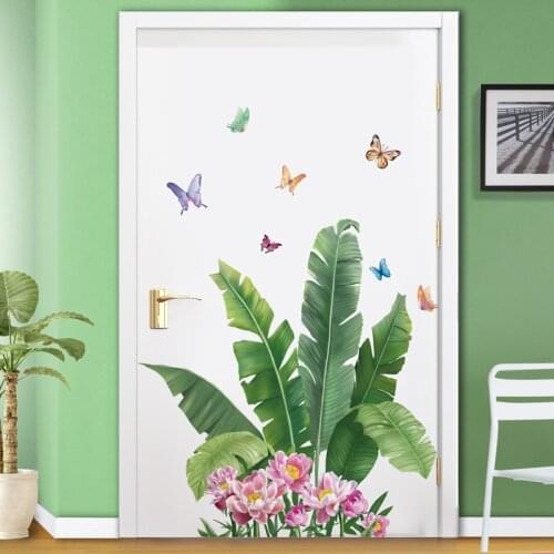 [SHIJUEHEZI] Banana Leaves Wall Stickers DIY Flowers Plants Wall Decals for Kids Bedroom Living Room Kitchen Home Decoration