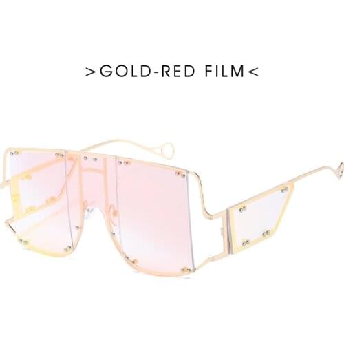 2021 New big frame sunglasses women retro multi rivet punk sunglasses INS web celebrity glasses