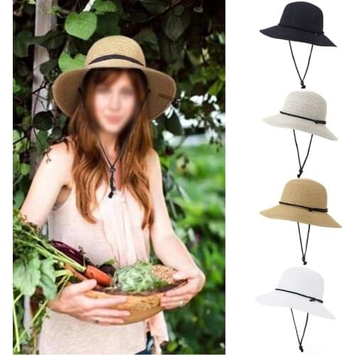 Simple Foldable Wide Brim Women Straw Hat Sun Hat Beach Women Summer UV Protect Travel Cap