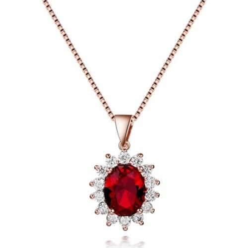 Wedding Ruby Pendant Necklace female fashion temperament Rose Gold Lock bone chain all kinds of accessories wholesale