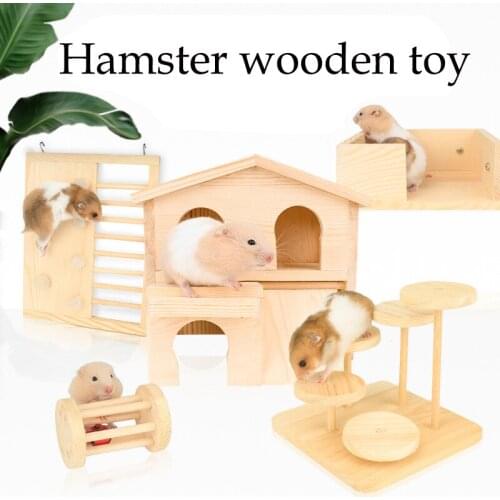 Hamster Wooden House Toy Supplies Seesaw Swing Platform Wooden House My Neighbor Totoro Slide Springboard