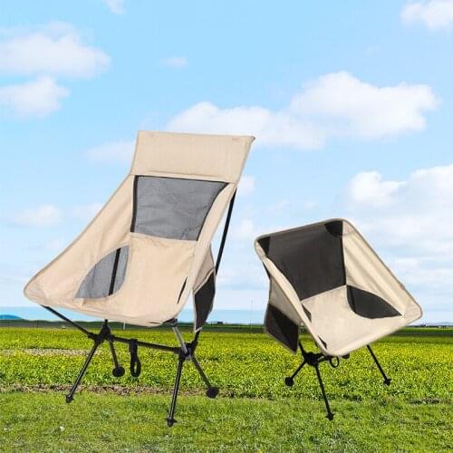 Outdoor Camping Chair Ultralight Portable Folding Chair Oxford Cloth Moon Chairs High Load Travel BBQ Picnic Beach Fishing Chair
