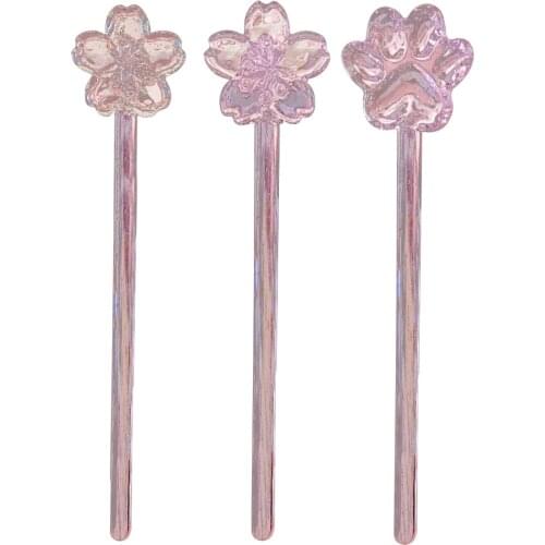Cherry Blossom Coffee Stirring Stick Pink Cat Paw Girl Coffee Bar The Stirring Rod Cocktail Cocktail Stick Fairy Transp manner