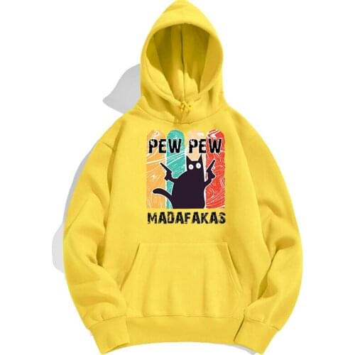 Funny Cat Pew Pew Madafakas Woman Hooded Hoodie Sweatshirt Men Skateboard Hoodies Sweatshirts Spring Autumn Pullovers Streetwear