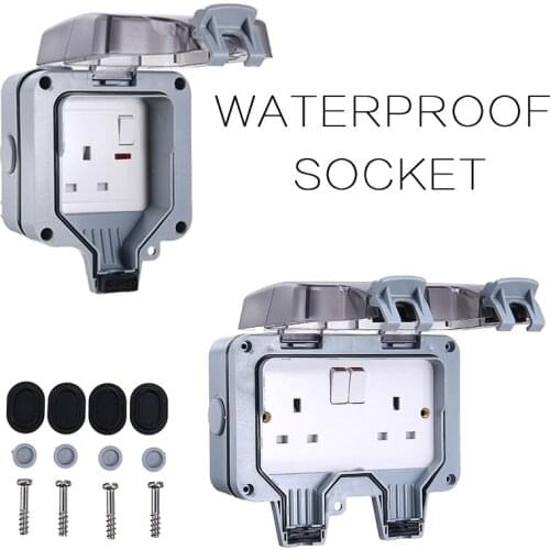 1pc Waterproof Socket Main Power IP66 Switched 1/2 Gang 13A Outdoor Use For Home Tools Accessories