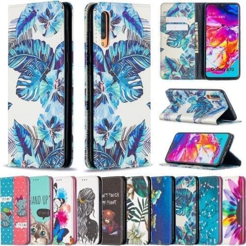 10pcs/lot Automatic Magnetic Printed Flip Leather Case For Samsung Galaxy A10 A20 A20E A10E A30S A40 A50S A70 Stand Card Slot