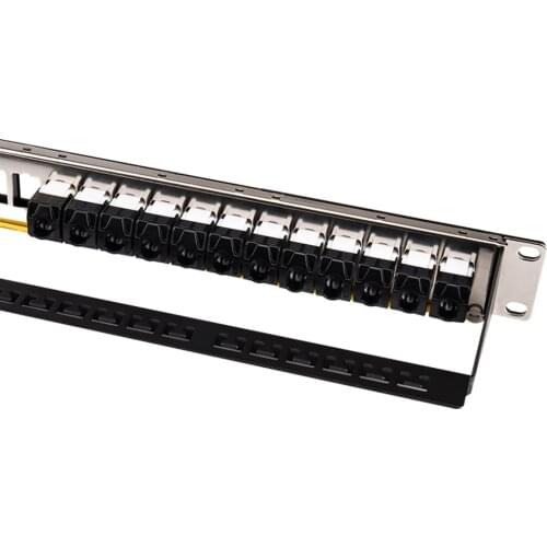 24 Port CAT6A Patch Panel 19in 1U Cabinet Rack 10G RJ45 Network Cable Adapter Keystone Jack 4 Color Modular Distribution Frame