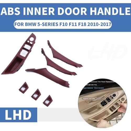 4/7PCS Left Hand Drive LHD For BMW 5 series F10 F11 F18 520 530 Car Interior Door Handle Inner Panel Pull Trim Cover 6-Colors