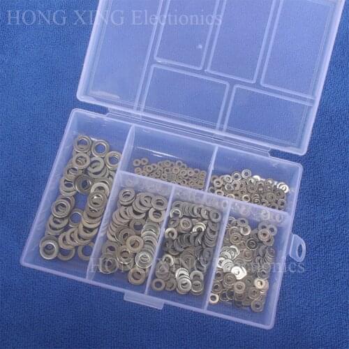 500Pcs/set DIN125 M1.6 M2 M2.5 M3 M4 M5 304 Stainless Steel Flat Washer Plain Washer Gaskets Assortment Kit