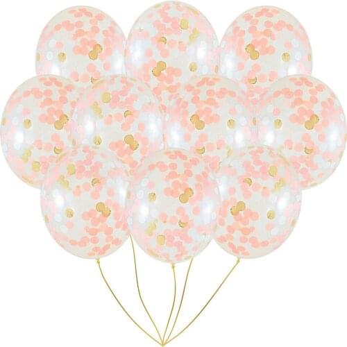 6pcs 12inch Round Confetti Balloons Rose Gold Confetti Transparent Balloon Romantic Wedding Decoration Birthday Party Supplies