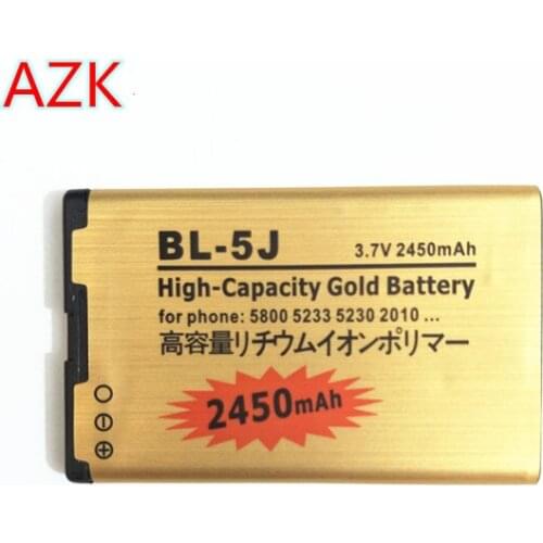 AZK 10Pcs Gold BL-5J BL 5J for Nokia 5230 5233 5800 3020 5232 Lumia 520 525 530 5900 Xpress Music C3 N900 X6 BL5J battery