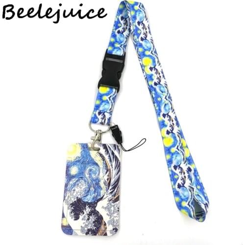 Art Starry Sky Kanagawa Hokusai Funny art Lanyard Neck Key Strap for Phone Keys ID Card Cartoon webbings ribbons Deorations Gift