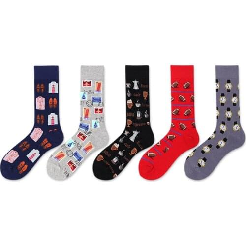 Watch Coffee Mens Clothing Stamp Rugby Football Socks Short Funny Cotton Male Socks Women Winter Men Unisex Happy Socks Female
