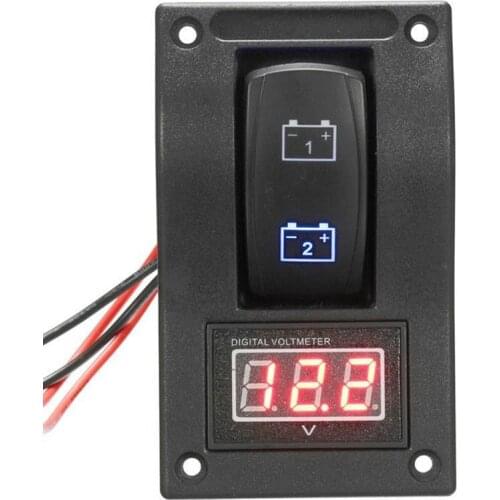 12-24V LED Dual Voltmeter Digital Test Panel Rocker Switch for Car Motorcycle Truck Marine Cockpits Caravan Trucks Boat Marine
