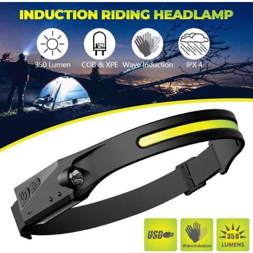 COB LED Induction Riding Headlamp Flashlight USB Rechargeable Waterproof Camping Headlight with All Perspectives Hunting Light