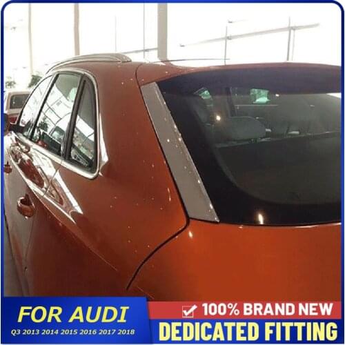 For Audi Q3 2013 to 2018 Car Rear Trunk Spoiler Window Strips Cover Trim Stickers Auto Parts
