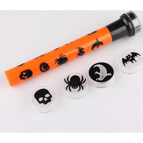 Halloween Flashlight Cartoon Projector Novelty LED Luminous Light-up Lamp Toys with 5 Different Lenses Halloween Party Prop Toys