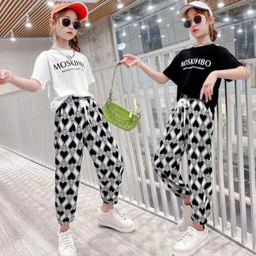 Girls 2021 Summer Short Sleeve tShirt & Pants Suits Kids T shirt Clothes Teen Children Set 3 4 5 6 7 8 9 10 12 13 Years Outfits