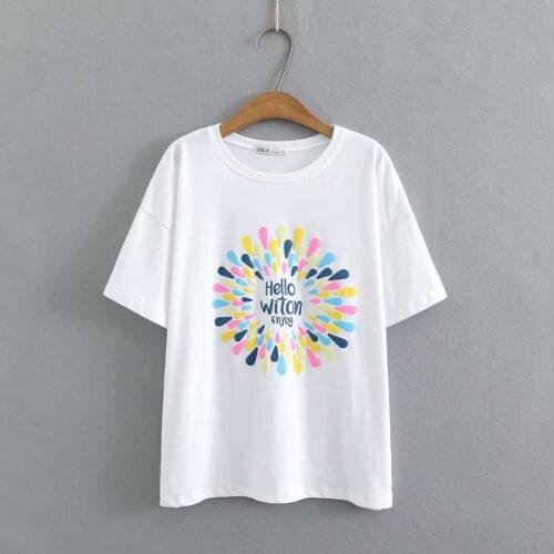 Plus size o neck fashion printing women t shirt 2021 cotton summer white black pink ladies soft tshirts female T-shirts tops