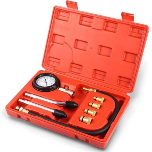 Compression Tester Pressure Gauge Tester Kit Motor Auto Petrol Gas Engine Cylinder Car Motorcycle Pressure Gauge with Adapter