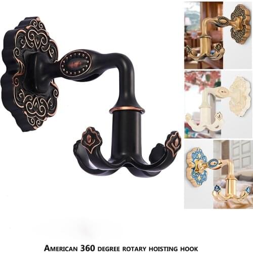 Robe Hook Black Oil Zinc Alloy Carved Towel Hanger Hook For Clothes Hat Bag Hook Wall Mount Door Towel Hook Bathroom Accessories
