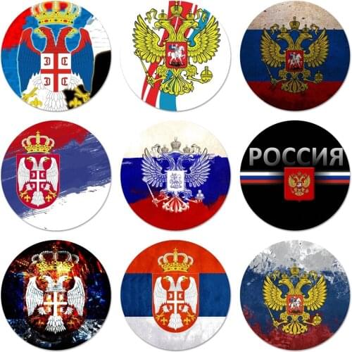 Russian flag Serbia flag Icons Pins Badge Decoration Brooches Metal Badges For Backpack Decoration