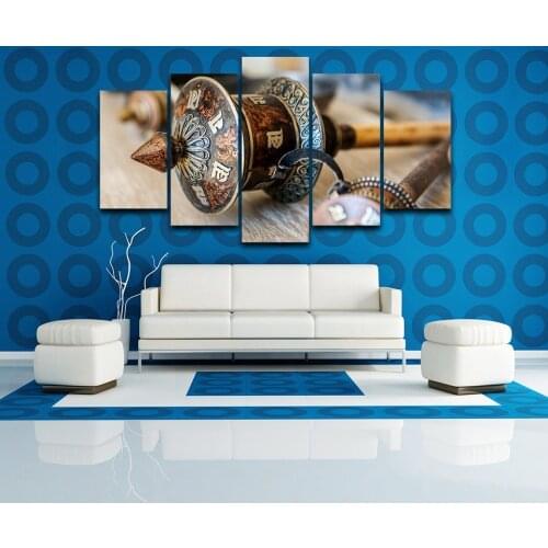 Modular Framework Pictures Home Decoration Canvas Painting 5 Panel Prayer Wheel Top-Rated Wall For Living Room Modern Type