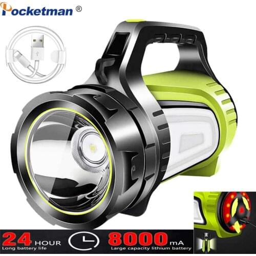 100w Powerful Rechargeable Searchlight LED Flashlight Waterproof Ultra-long Standby Torch with USB OUTPUT Lantern
