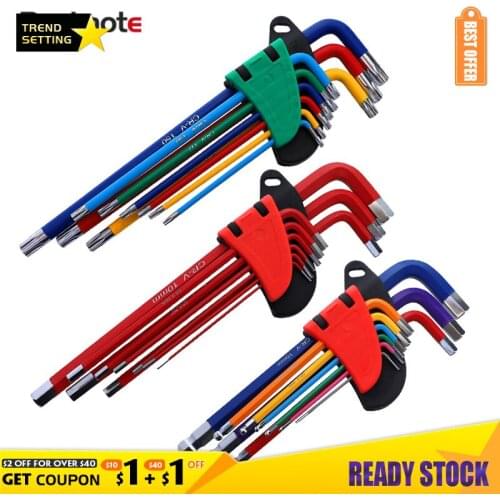 Multicolor Chrome Vanadium Steel Hexagon Wrench Set Extended Spanner Ball Flat And Plum Blossom Head Multi Purpose Screwdriver