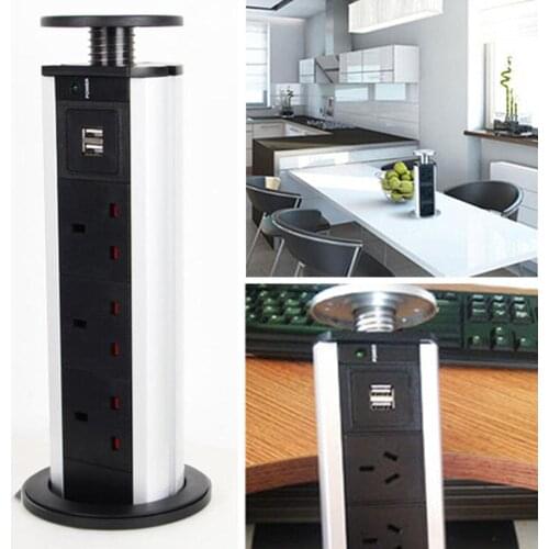 Desktop Power Hole Desktop Power Embedded Socket, With Two USB Ports, Two AC Power Supplies Suitable For Computers Mobile Phones