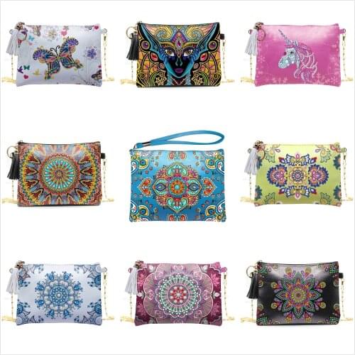 Shirliben New Arrival Crossbody Bag Butterfly Peacock Mandala Diamond Painting Handbag With Chains Embroidery Kit Round Diamonds