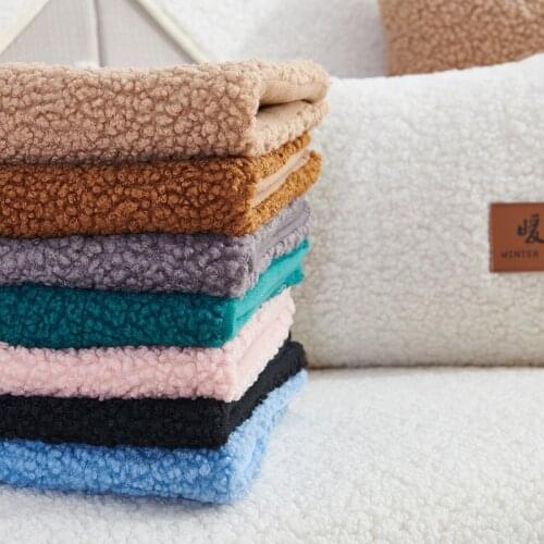 Solid Color Thicken Lambswool Sofa Towel Anti-slip Couch Cover Soft Bay Window Floor Mat Plush Sofa Covers for Living Room