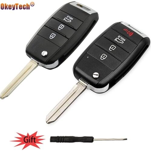 OkeyTech 3/4 Buttons Car Key Shell For KIA RIO K3 Sorento Carens K5 K2 Cerato Forte Remote Key Fob For Hyundai Replacement Case