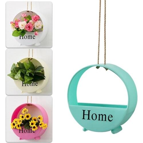Nordic INS Plastic Hanging Flower Pot Wall Ornaments Wall-Mounted Flower Basket Wall Decorative Round Flower Pot Home Decor