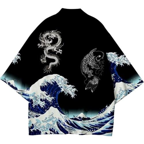 Plus Size 6XL 5XL 4XL Ukiyo-e Waves Print Loose Japanese Cardigan Women Men Harajuku Kimono Cosplay Tops Blouse Yukata Clothing