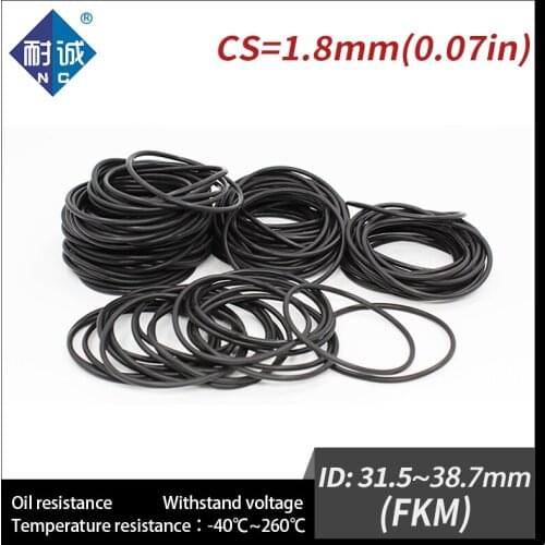 2PC/lot Rubber Ring Black FKM O ring Seals Thickness 1.8mm ID31.5/32.5/34.5/35.5/36.5/37.5/38.7mm Rubber ORing Fuel Washer